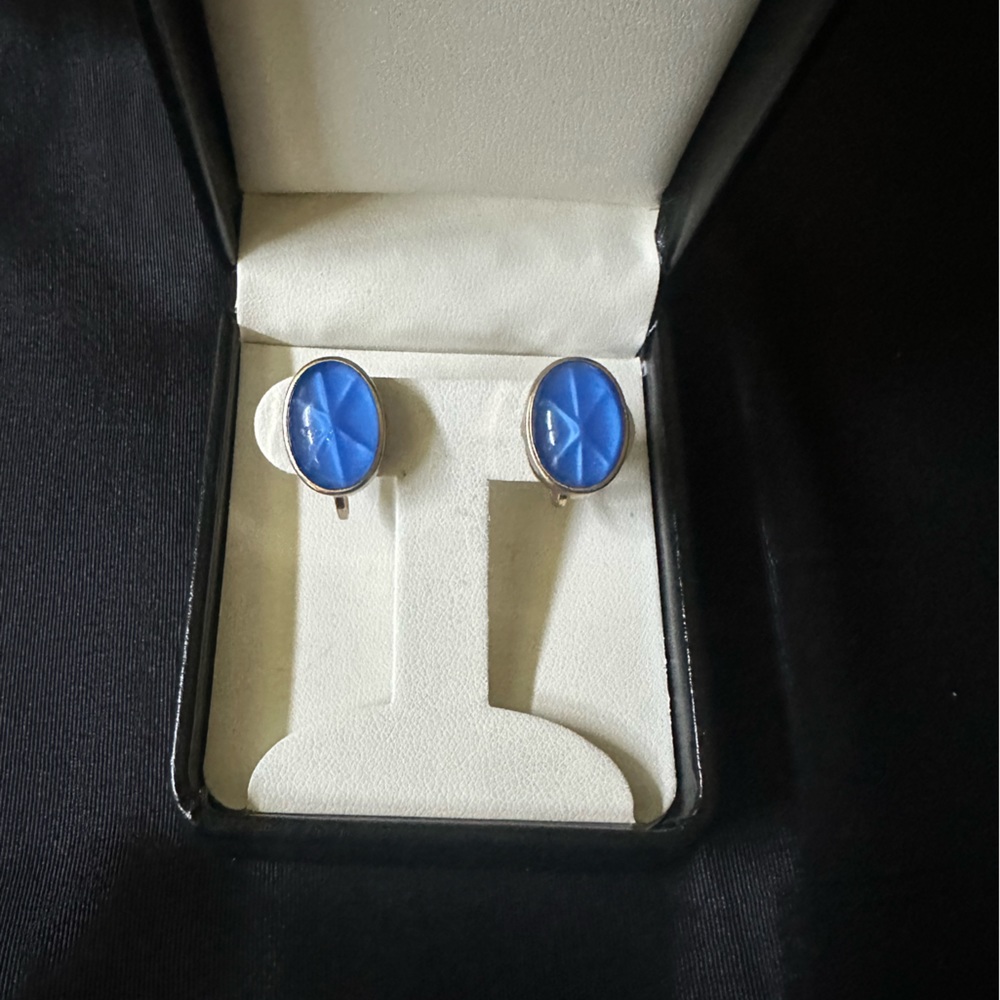 Vintage Blue Star Sapphire Earrings